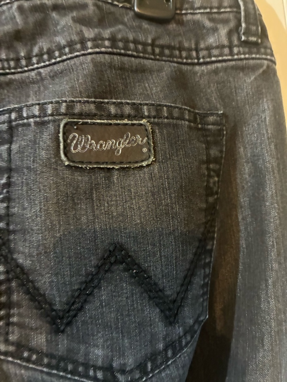 Wrangler Black Denim Jeans with Zigzag Pocket Stitching